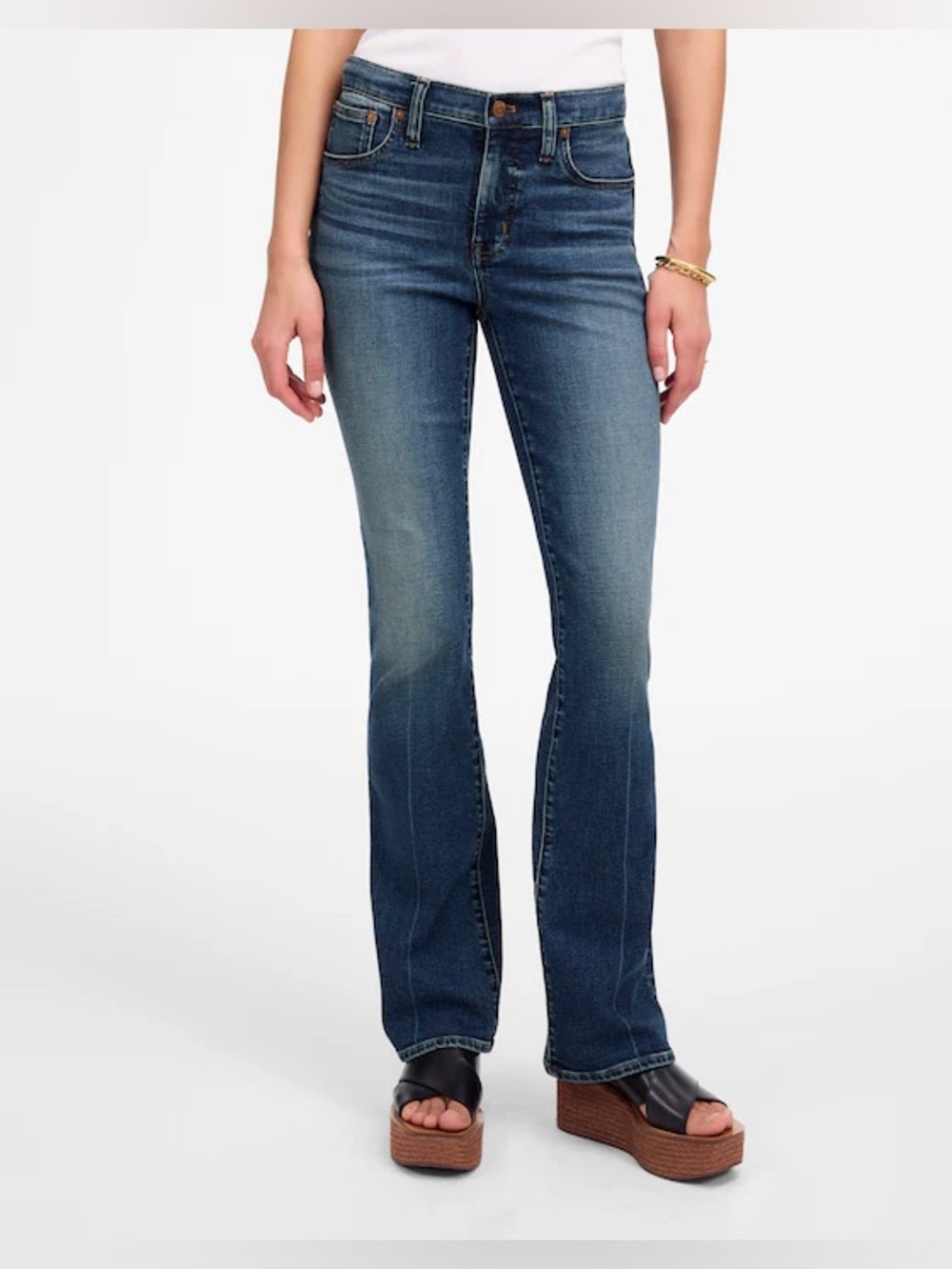 Madewell Kick Out Fill Length Medium Blue Flare Jeans Size 32 x 32